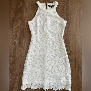 Lulus-Love Poem Ivory Lace Mini Dress-size small